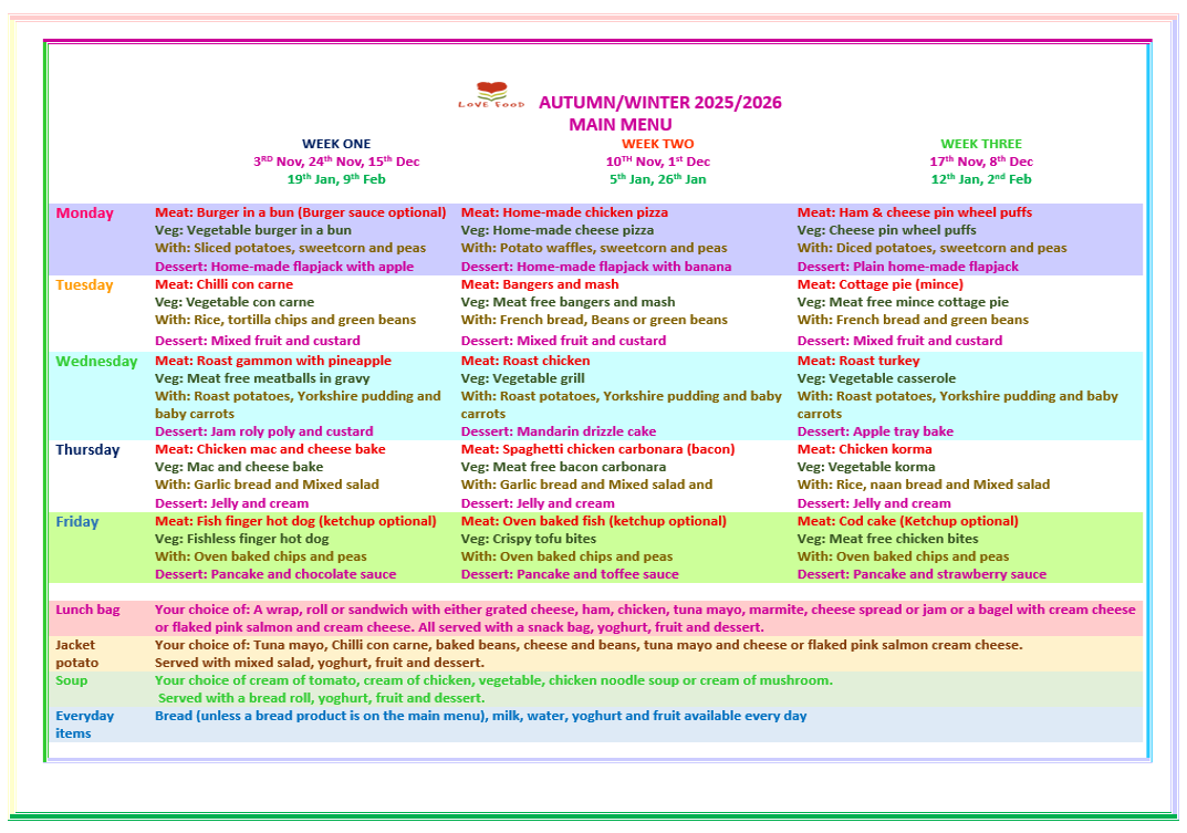 Love Food's Autumn/ Winter Menu Love Food's Autumn/ Winter Menu