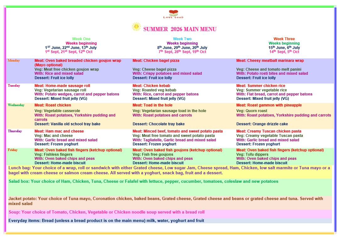 Love Food Summer 2026 Menu Love Food Summer 2026 Menu