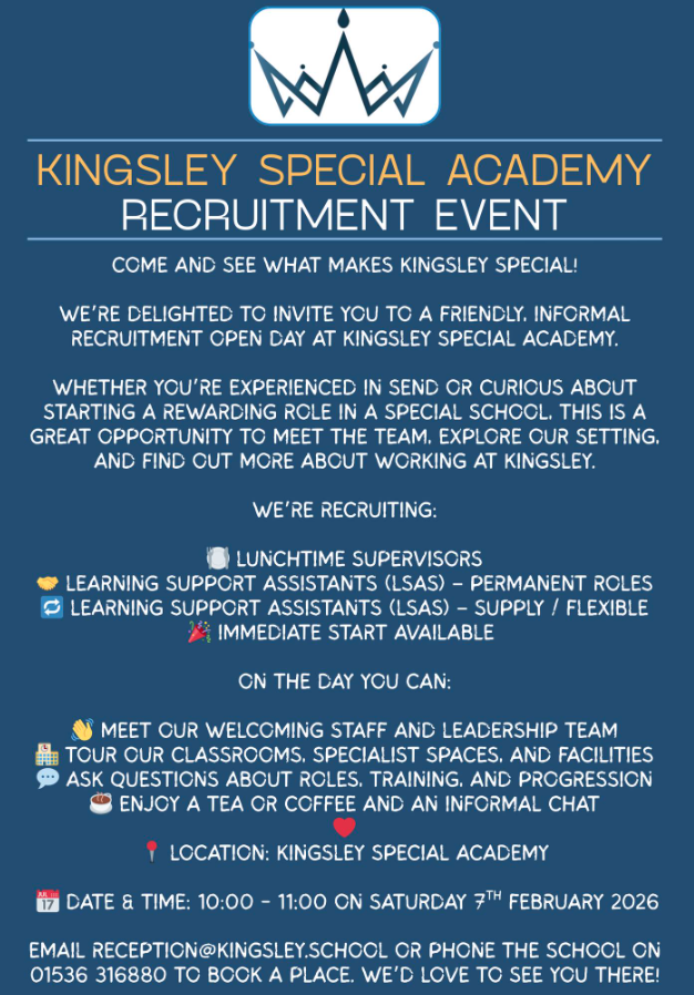 Recruitment Event Poster- Open morning  event on Saturday 7th Feb 2026 